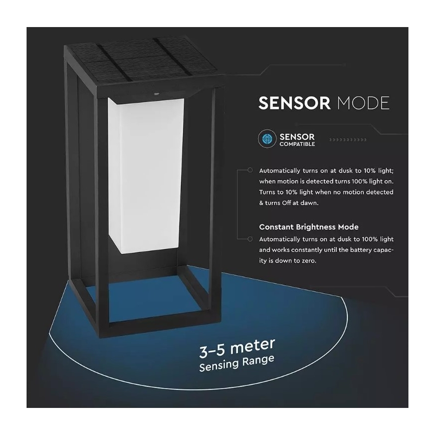 LED Aurinkokenno seinävalo anturilla SAMSUNG CHIP LED/2W/3,7V IP65
