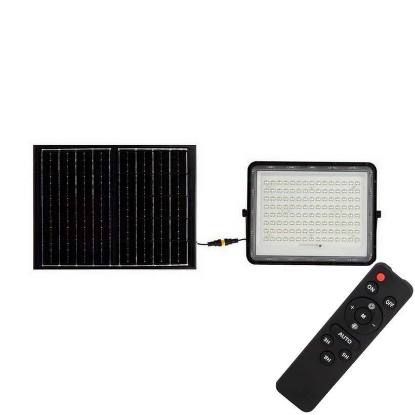 LED Aurinkokenno ulkovalonheitin LED/200W/3,2V 4000K musta IP65 + kauko-ohjaus