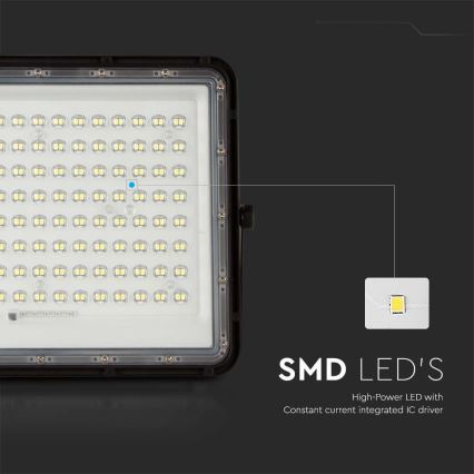 LED Aurinkokenno ulkovalonheitin LED/200W/3,2V 4000K musta IP65 + kauko-ohjaus