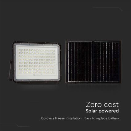 LED Aurinkokenno ulkovalonheitin LED/200W/3,2V 4000K musta IP65 + kauko-ohjaus