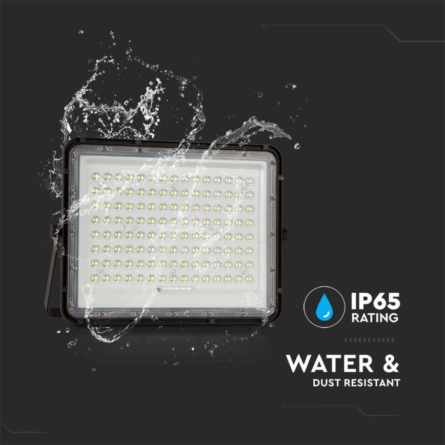 LED Aurinkokenno ulkovalonheitin LED/200W/3,2V 4000K musta IP65 + kauko-ohjaus