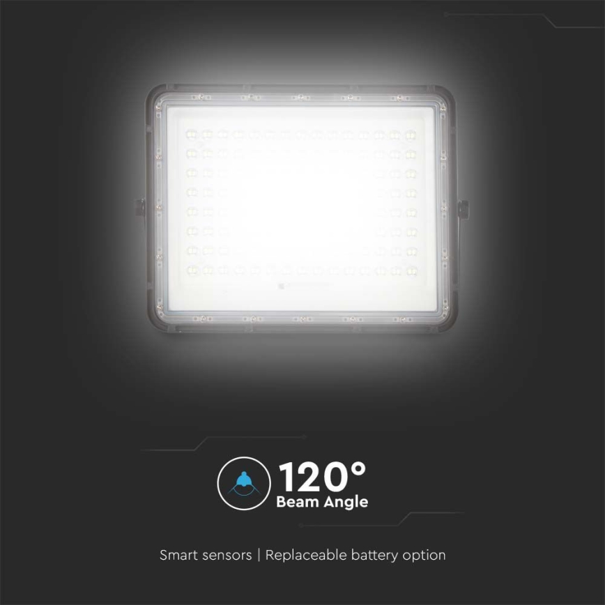 LED Aurinkokenno ulkovalonheitin LED/200W/3,2V 4000K musta IP65 + kauko-ohjaus