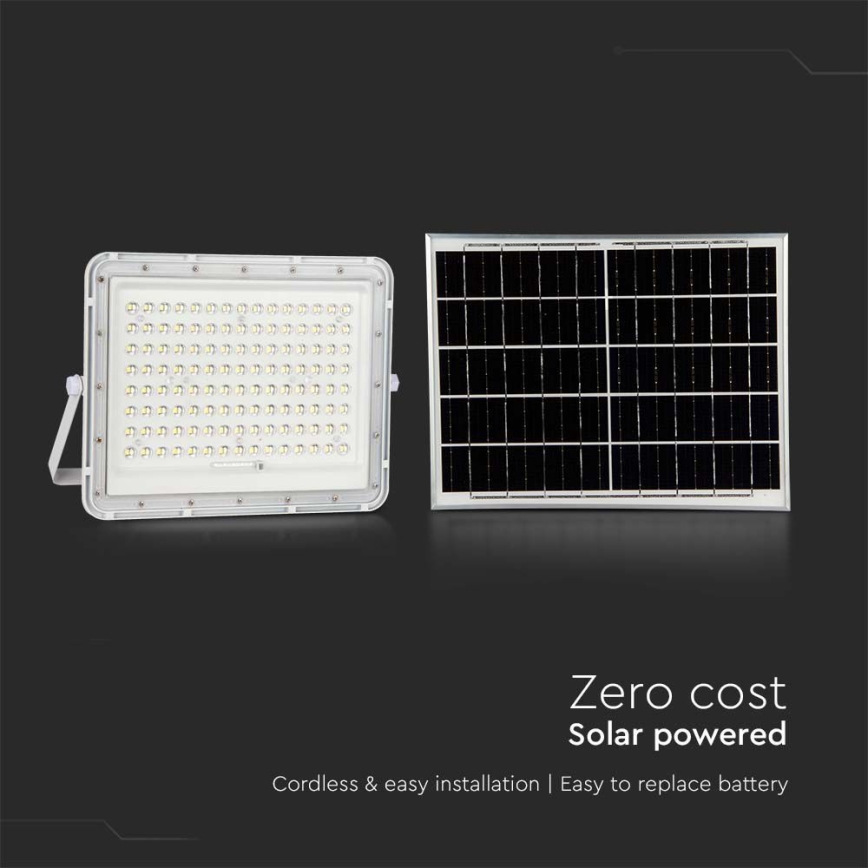 LED Aurinkokenno ulkovalonheitin LED/20W/3,2V 6400K valkoinen IP65 + kauko-ohjaus
