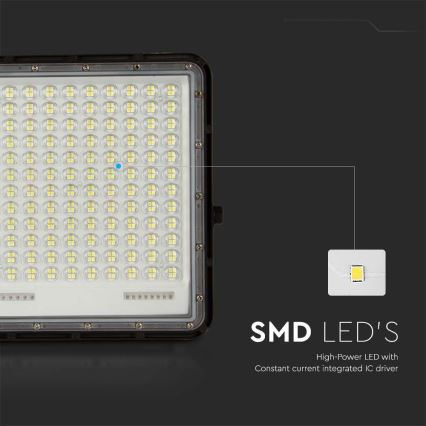 LED Aurinkokenno ulkovalonheitin LED/30W/3,2V 4000K musta IP65 + kauko-ohjaus