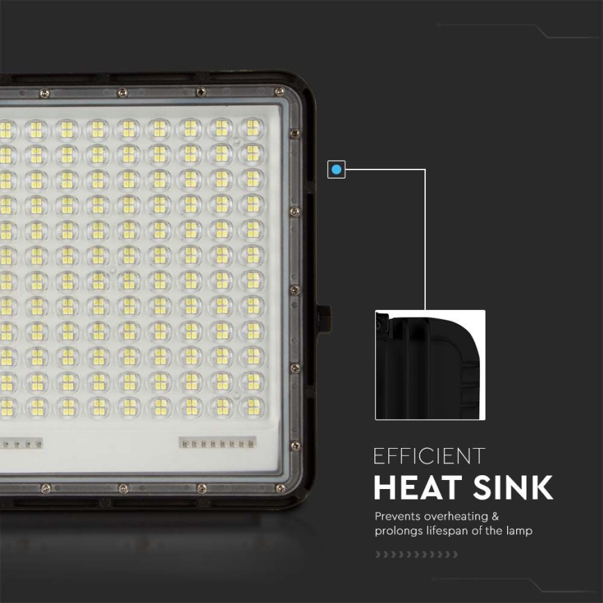 LED Aurinkokenno ulkovalonheitin LED/30W/3,2V 4000K musta IP65 + kauko-ohjaus