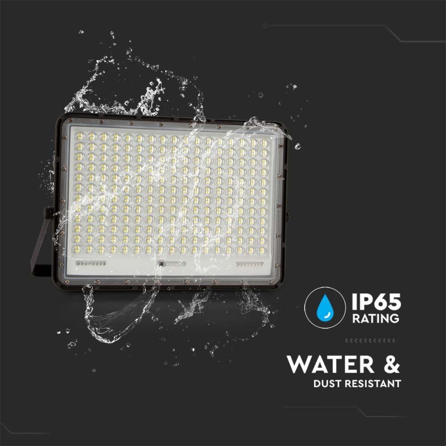 LED Aurinkokenno ulkovalonheitin LED/30W/3,2V 4000K musta IP65 + kauko-ohjaus