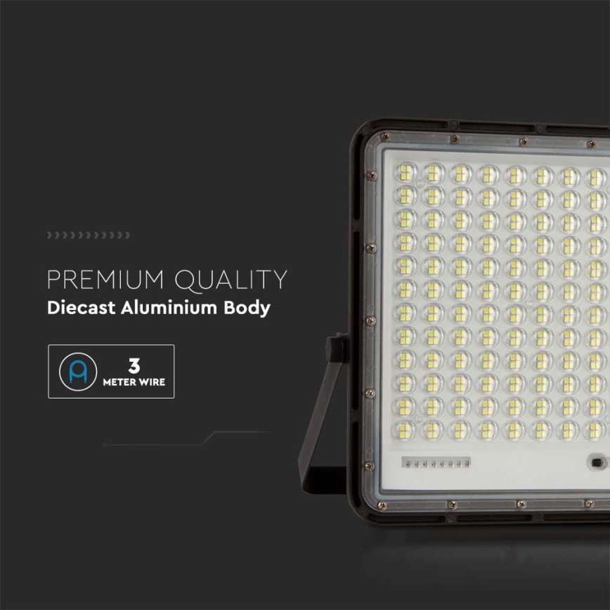 LED Aurinkokenno ulkovalonheitin LED/30W/3,2V 4000K musta IP65 + kauko-ohjaus