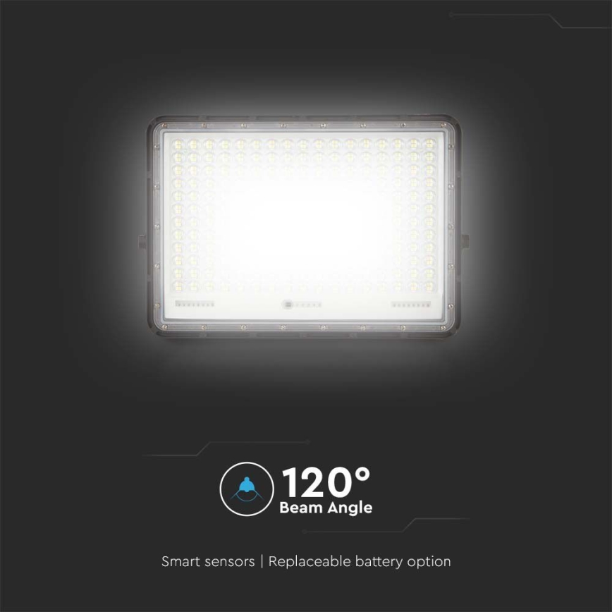 LED Aurinkokenno ulkovalonheitin LED/30W/3,2V 4000K musta IP65 + kauko-ohjaus