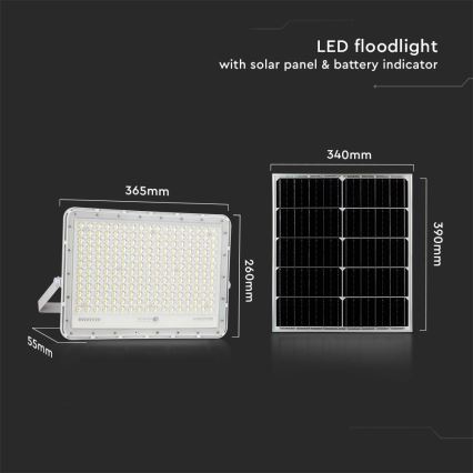 LED Aurinkokenno ulkovalonheitin LED/30W/3,2V 4000K valkoinen IP65 + kauko-ohjaus