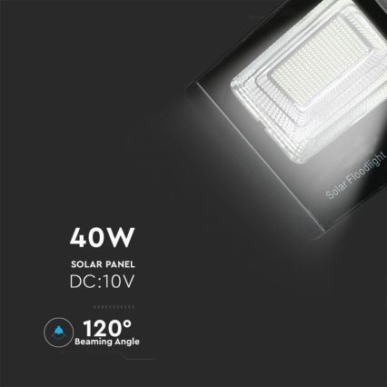 LED Aurinkokenno ulkovalonheitin LED/40W/10V IP65 6000K + kauko-ohjaus