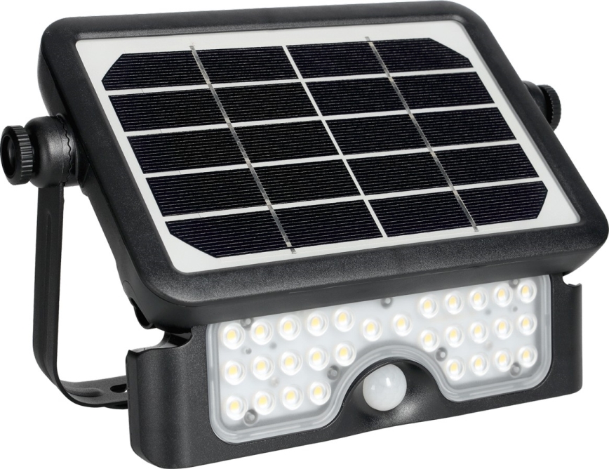 LED-aurinkokenno valonheitin anturilla LED / 5W / 3,7V 4000K IP65