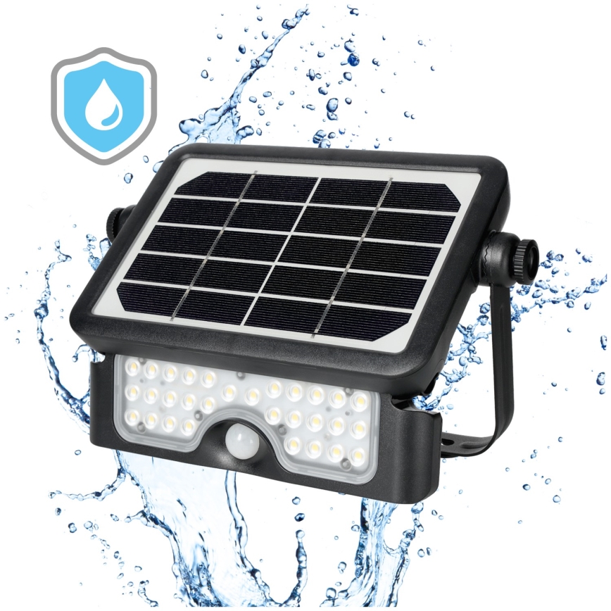 LED-aurinkokenno valonheitin anturilla LED / 5W / 3,7V 4000K IP65
