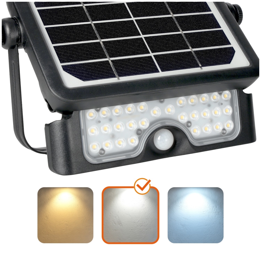 LED-aurinkokenno valonheitin anturilla LED / 5W / 3,7V 4000K IP65