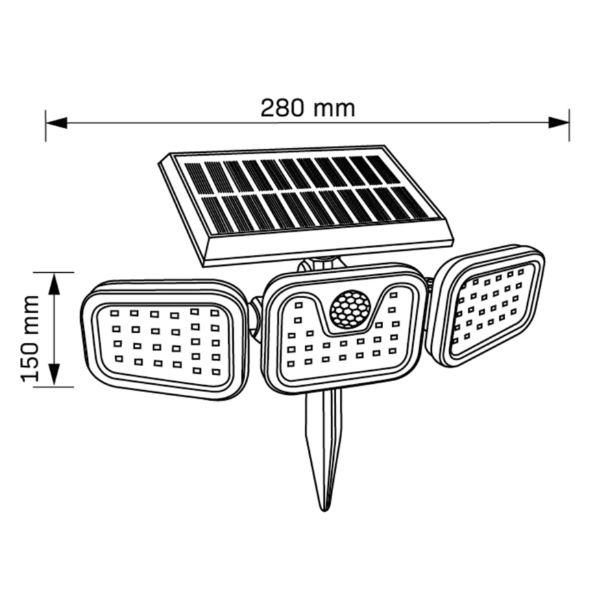LED-aurinkokenno valonheitin anturilla TRIO LED/0,6W/3,7V IP44