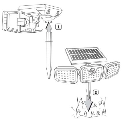 LED-aurinkokenno valonheitin anturilla TRIO LED/0,6W/3,7V IP44