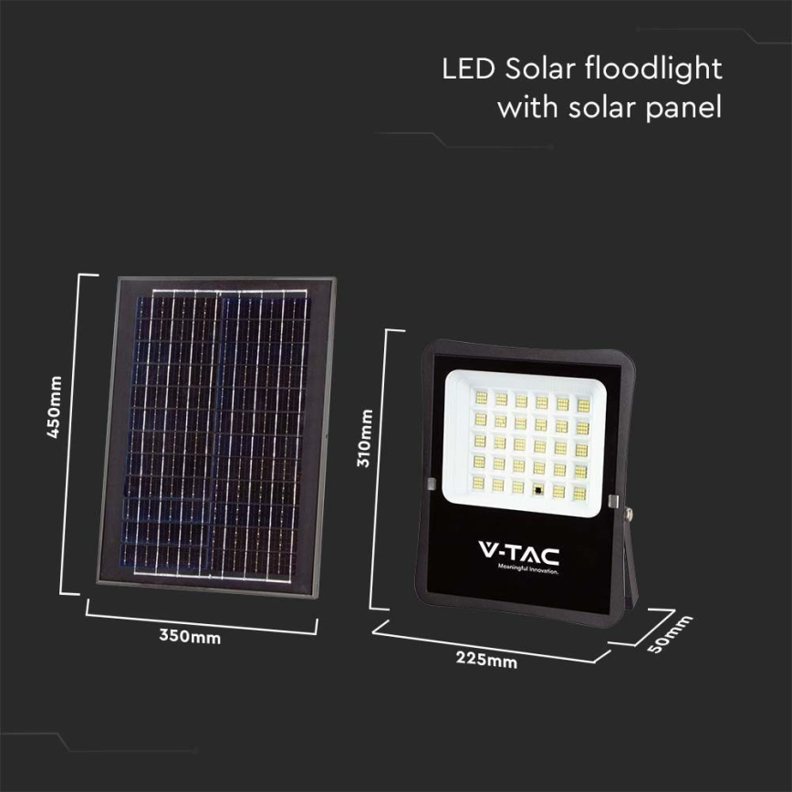 LED Aurinkokenno valonheitin LED/20W/3,2V 6400K IP65 + kaukosäädin