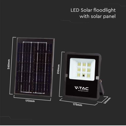 LED Aurinkokenno valonheitin LED/6W/3,2V 6400K IP65 + kaukosäädin