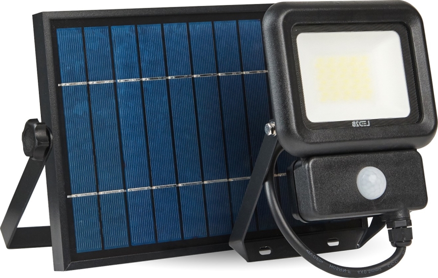 LED-aurinkokenno valonheitin liiketunnistimella LED / 20W / 3,7V 6500K IP65