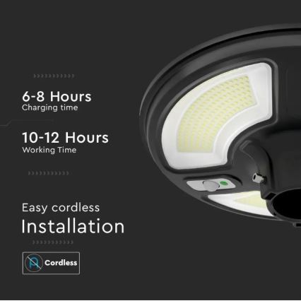 LED aurinkokennokatuvalaisin anturilla LED/10W/3,2V 6500K IP65 + kaukosäädin