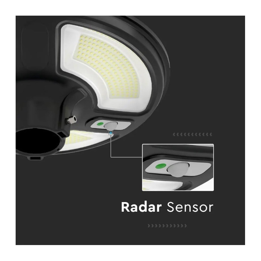 LED aurinkokennokatuvalaisin anturilla LED/10W/3,2V 6500K IP65 + kaukosäädin