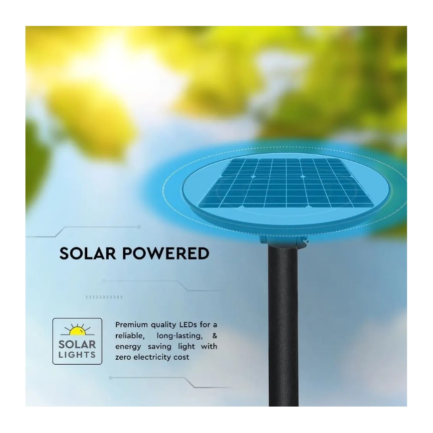 LED Aurinkokennokatuvalo anturilla LED/10W/3,2V 6500K IP65 25000 mAh + kauko-ohjaus