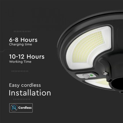 LED Aurinkokennokatuvalo anturilla LED/10W/3,2V IP65 4000K + kauko-ohjaus