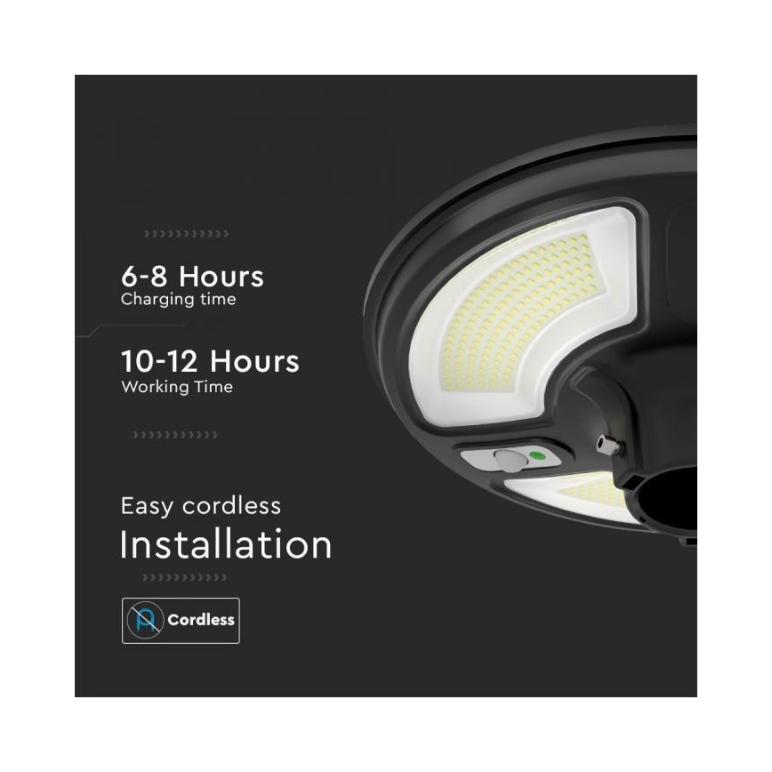 LED Aurinkokennokatuvalo anturilla LED/10W/3,2V IP65 4000K + kauko-ohjaus