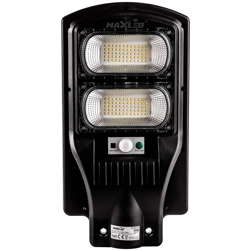 LED Himmennettävä aurinkokennoinen katulamppu anturilla LED/120W/6V 6500K IP65 musta + kauko-ohjaus