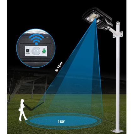 LED Himmennettävä aurinkokennoinen katulamppu anturilla LED/150W/6V 6500K IP65 musta + kauko-ohjaus