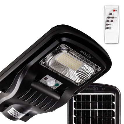 LED Himmennettävä aurinkokennoinen katulamppu anturilla LED/150W/6V 6500K IP65 musta + kauko-ohjaus