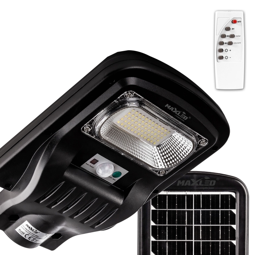LED Himmennettävä aurinkokennoinen katulamppu anturilla LED/150W/6V 6500K IP65 musta + kauko-ohjaus