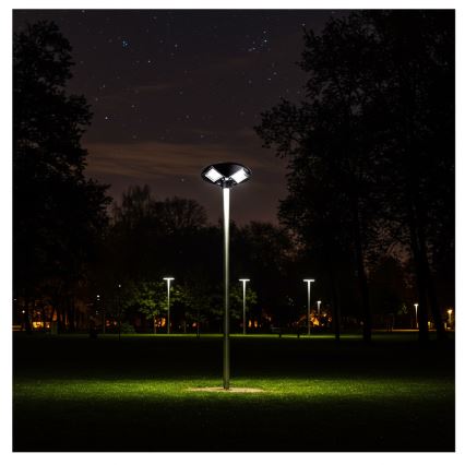 LED Himmennettävä aurinkokennoinen katulamppu anturilla LED/15W/6V 11000 mAh 6500K IP65 musta + kauko-ohjaus