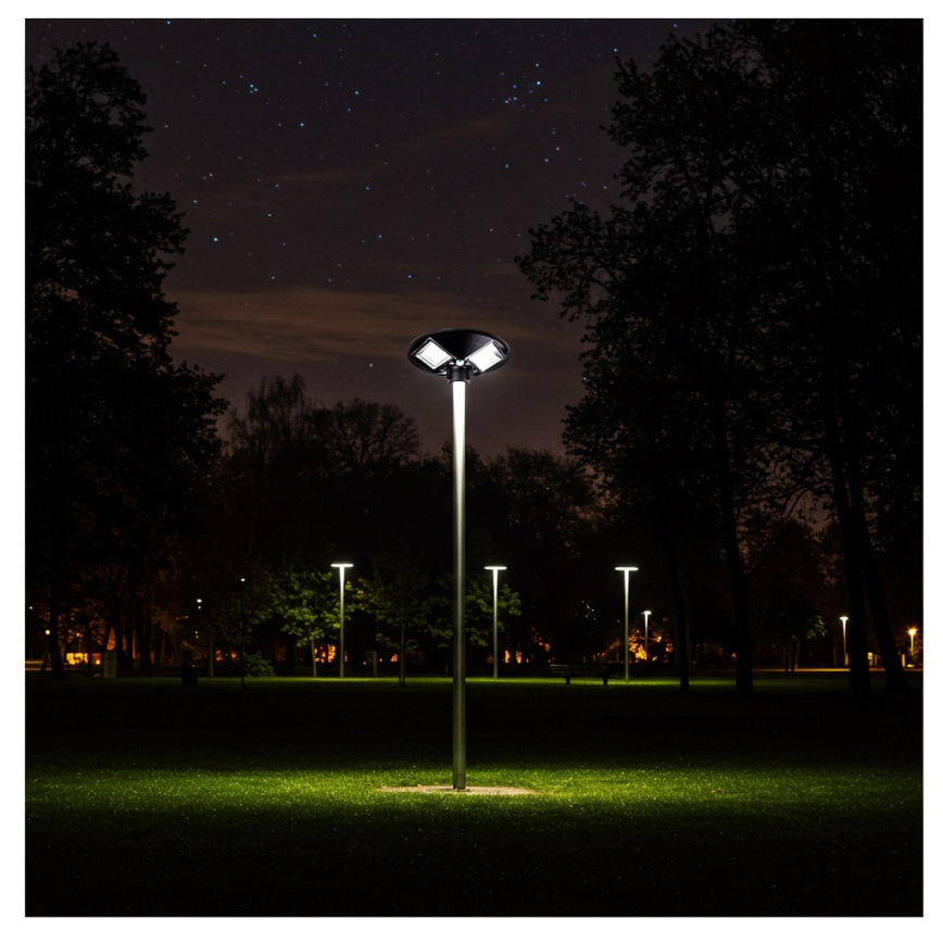 LED Himmennettävä aurinkokennoinen katulamppu anturilla LED/15W/6V 11000 mAh 6500K IP65 musta + kauko-ohjaus