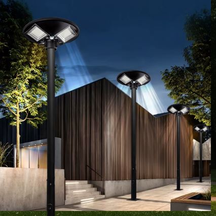 LED Himmennettävä aurinkokennoinen katulamppu anturilla LED/15W/6V 11000 mAh 6500K IP65 musta + kauko-ohjaus