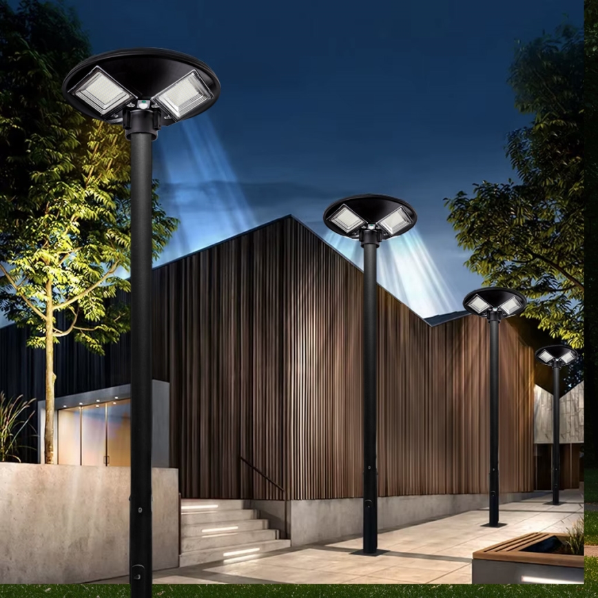 LED Himmennettävä aurinkokennoinen katulamppu anturilla LED/15W/6V 11000 mAh 6500K IP65 musta + kauko-ohjaus