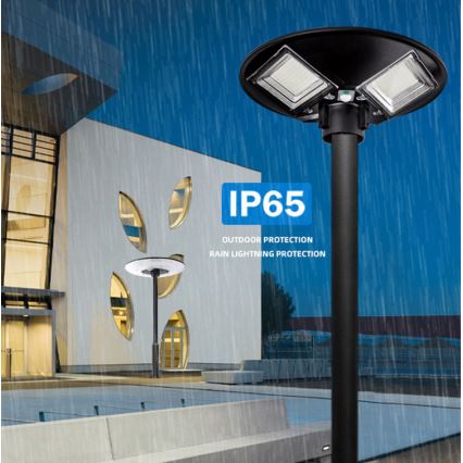 LED Himmennettävä aurinkokennoinen katulamppu anturilla LED/15W/6V 11000 mAh 6500K IP65 musta + kauko-ohjaus