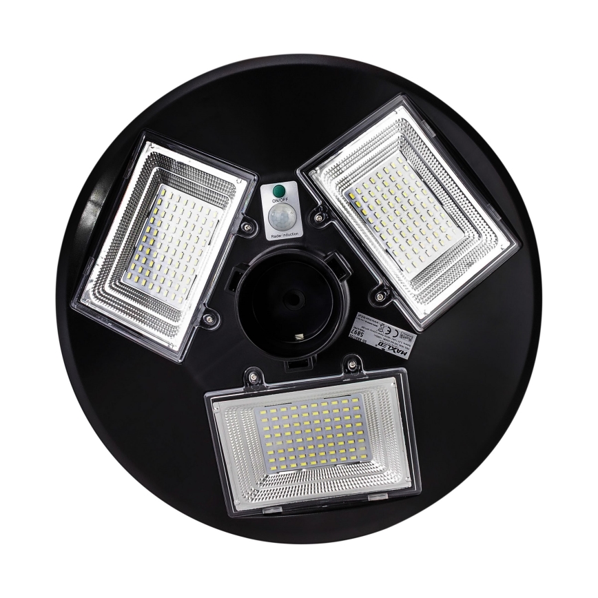 LED Himmennettävä aurinkokennoinen katulamppu anturilla LED/15W/6V 11000 mAh 6500K IP65 musta + kauko-ohjaus