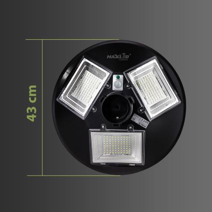LED Himmennettävä aurinkokennoinen katulamppu anturilla LED/15W/6V 11000 mAh 6500K IP65 musta + kauko-ohjaus