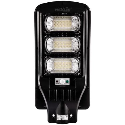 LED Himmennettävä aurinkokennoinen katulamppu anturilla LED/180W/6V 6500K IP65 musta + kauko-ohjaus