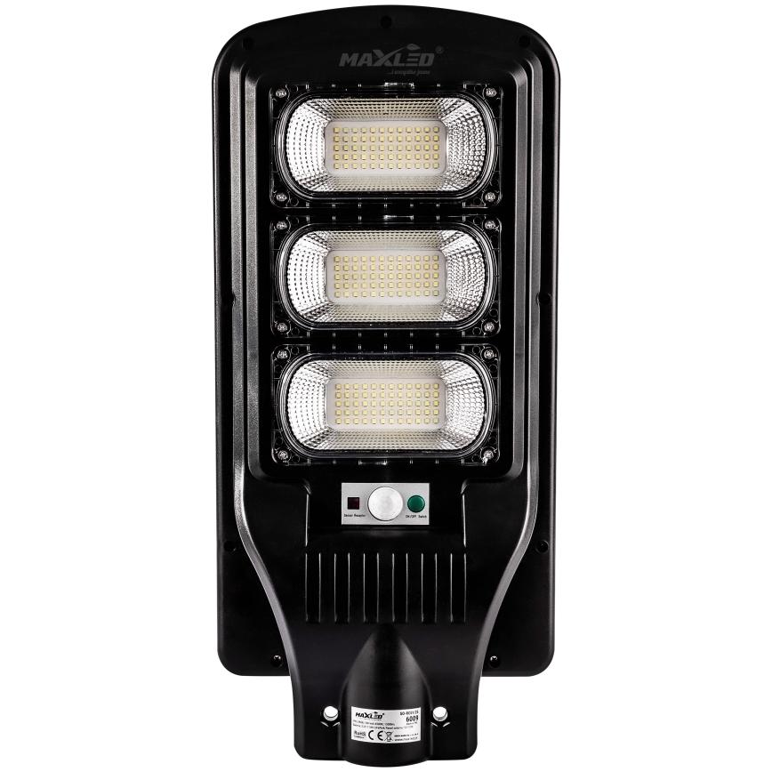 LED Himmennettävä aurinkokennoinen katulamppu anturilla LED/180W/6V 6500K IP65 musta + kauko-ohjaus