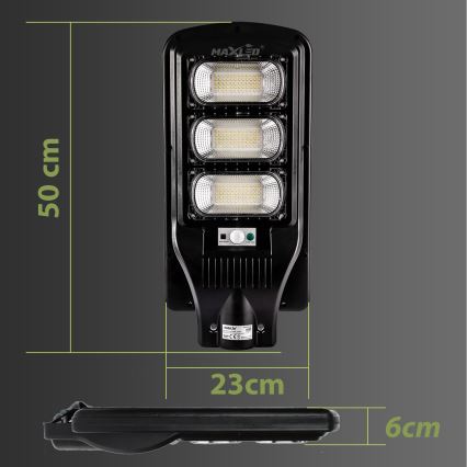 LED Himmennettävä aurinkokennoinen katulamppu anturilla LED/180W/6V 6500K IP65 musta + kauko-ohjaus