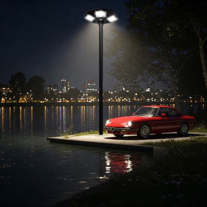 LED Himmennettävä aurinkokennoinen katulamppu anturilla LED/22W/6V 18000 mAh 6500K IP65 musta + kauko-ohjaus