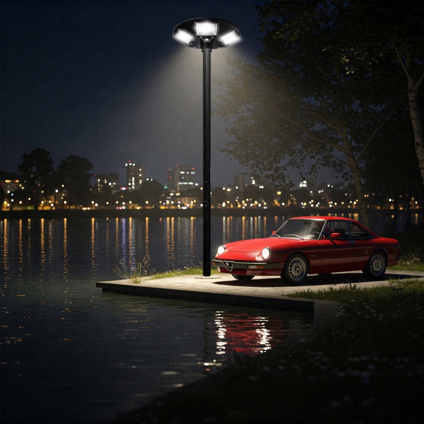 LED Himmennettävä aurinkokennoinen katulamppu anturilla LED/22W/6V 18000 mAh 6500K IP65 musta + kauko-ohjaus