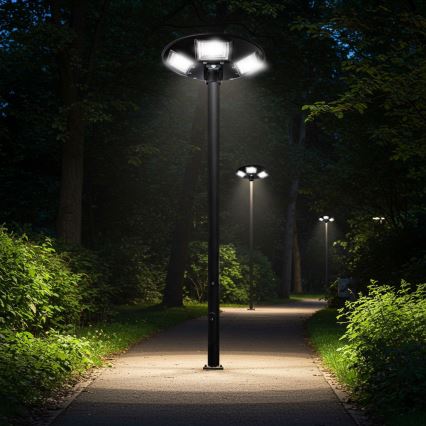 LED Himmennettävä aurinkokennoinen katulamppu anturilla LED/22W/6V 18000 mAh 6500K IP65 musta + kauko-ohjaus