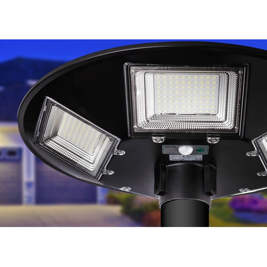 LED Himmennettävä aurinkokennoinen katulamppu anturilla LED/22W/6V 18000 mAh 6500K IP65 musta + kauko-ohjaus
