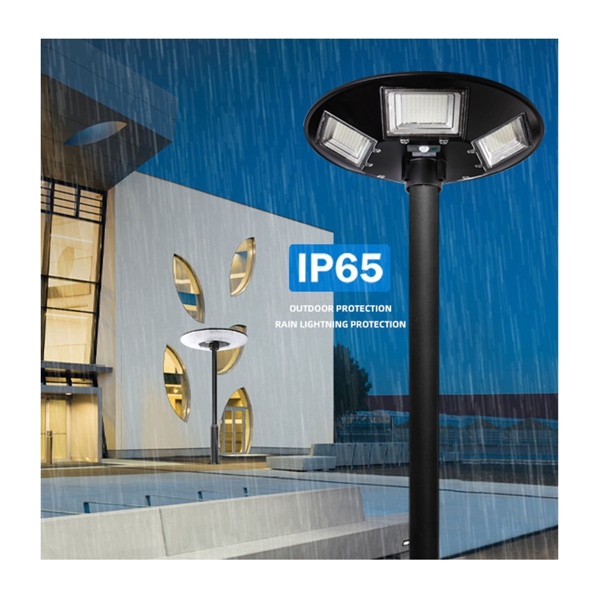 LED Himmennettävä aurinkokennoinen katulamppu anturilla LED/22W/6V 18000 mAh 6500K IP65 musta + kauko-ohjaus