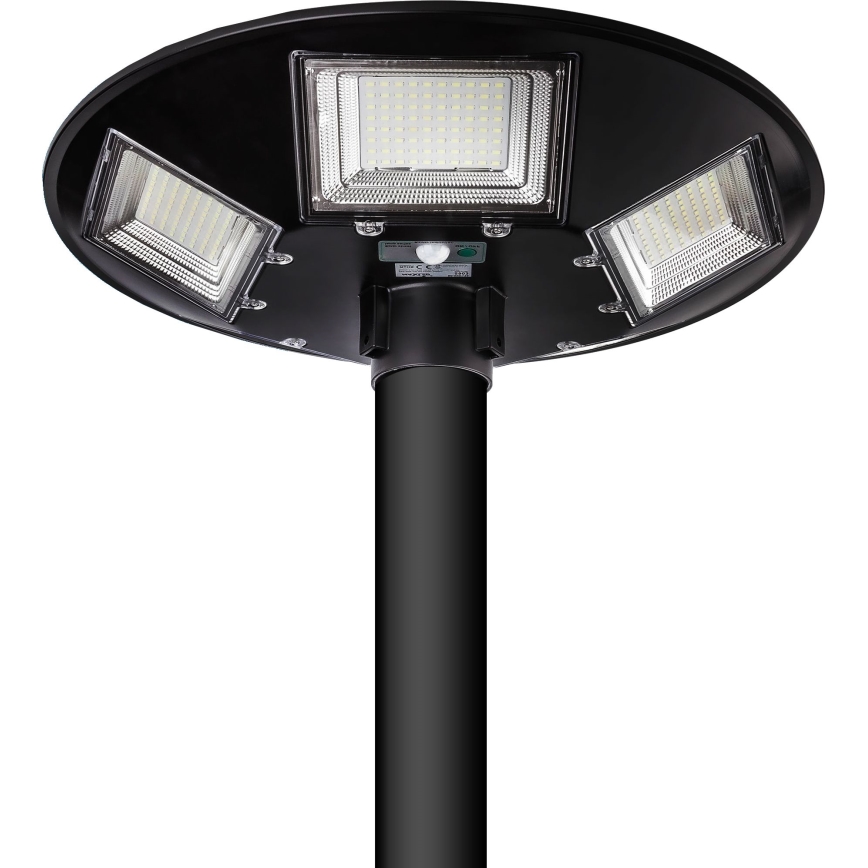 LED Himmennettävä aurinkokennoinen katulamppu anturilla LED/22W/6V 18000 mAh 6500K IP65 musta + kauko-ohjaus