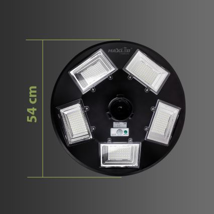 LED Himmennettävä aurinkokennoinen katulamppu anturilla LED/22W/6V 18000 mAh 6500K IP65 musta + kauko-ohjaus