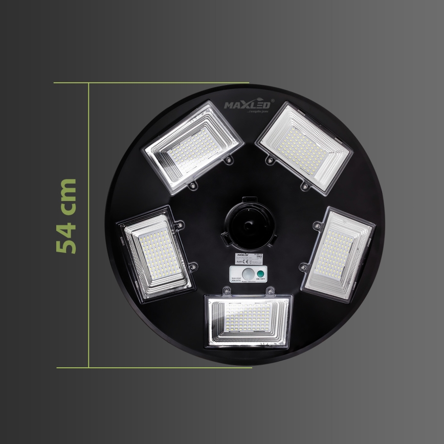 LED Himmennettävä aurinkokennoinen katulamppu anturilla LED/22W/6V 18000 mAh 6500K IP65 musta + kauko-ohjaus