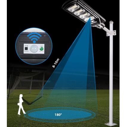 LED Himmennettävä aurinkokennoinen katulamppu anturilla LED/240W/6V 6500K IP65 musta + kauko-ohjaus